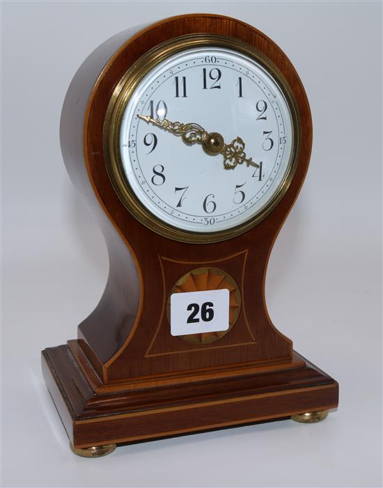Edwardian mahogany balloon mantel clock
